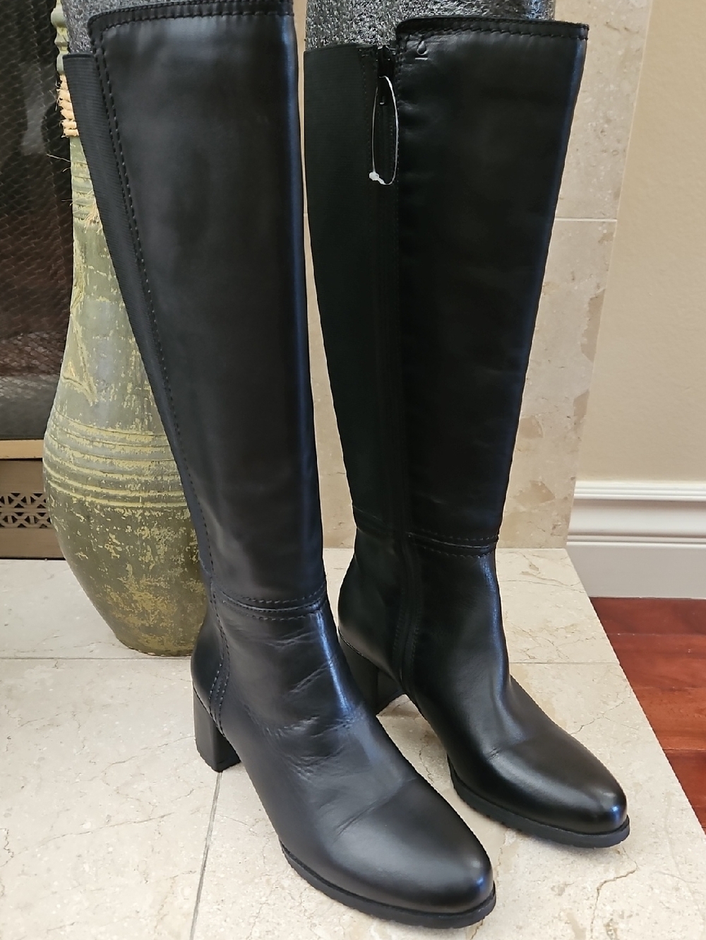 NWT Naturalizer Wide Calf Over-the-Knee Black Leather Boots - Picture 2 of 16